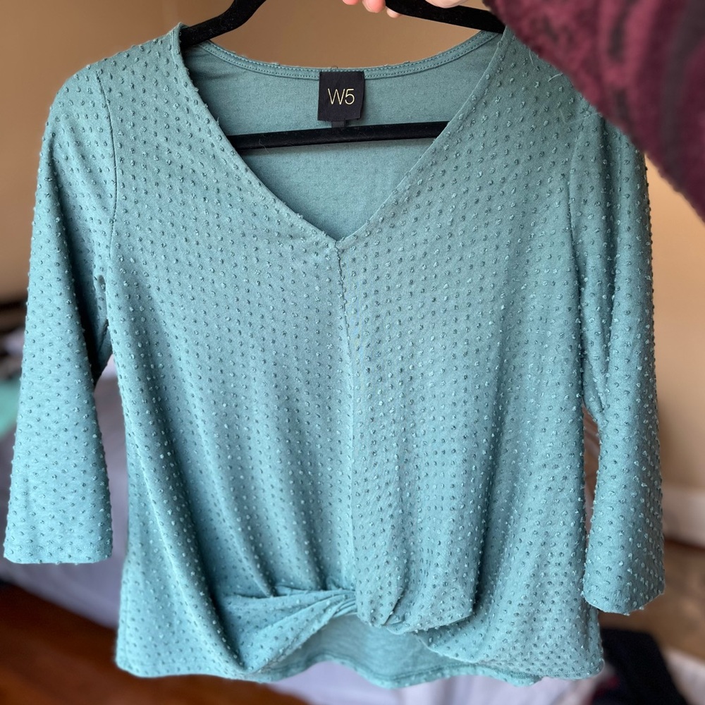 Anthropology W5 Concepts Forrest Swiss Dot Womens Blouse Size Small